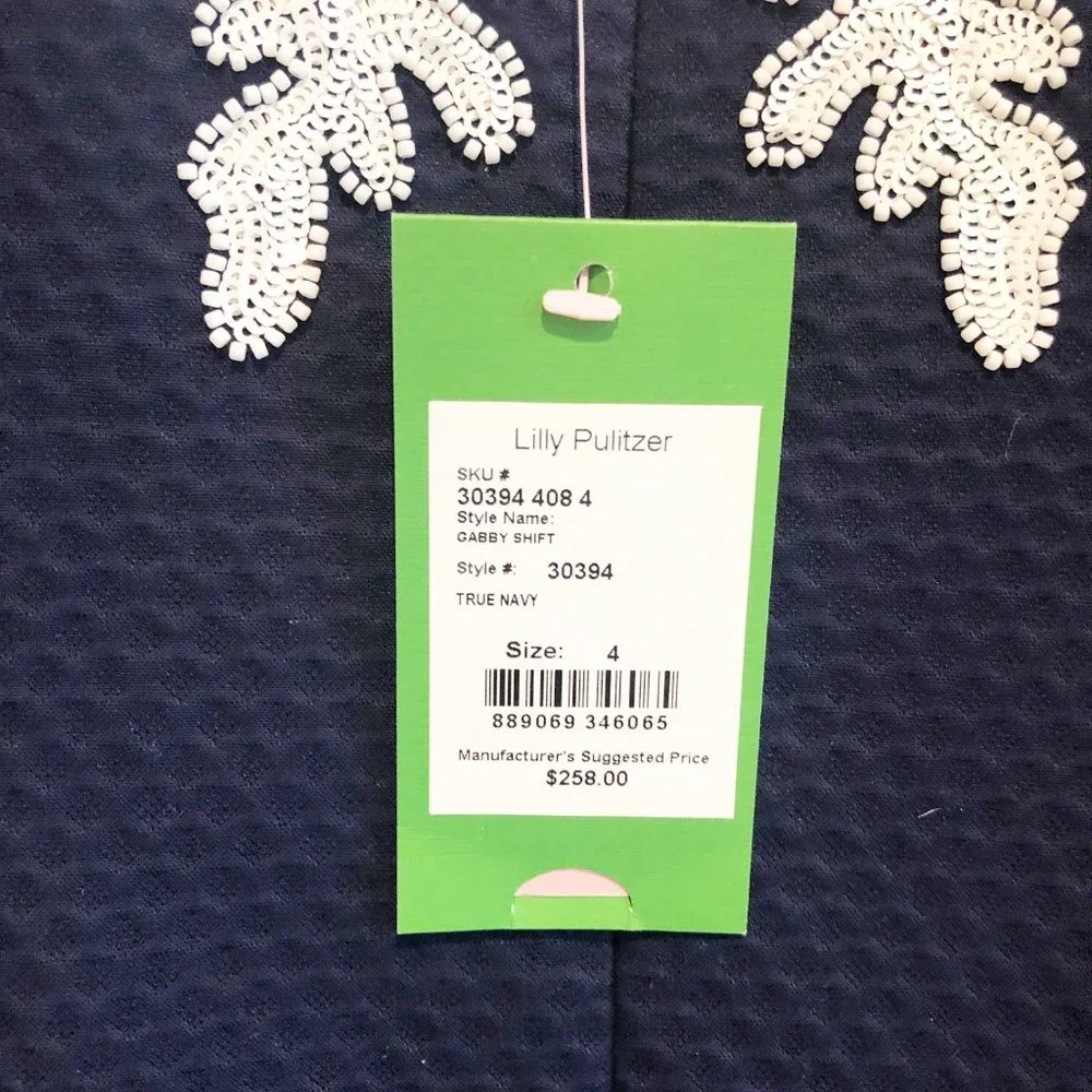 Lilly Pulitzer Coral Gabby Sleeveless Shift Dress True Navy White 4 NWT - Picture 6 of 15